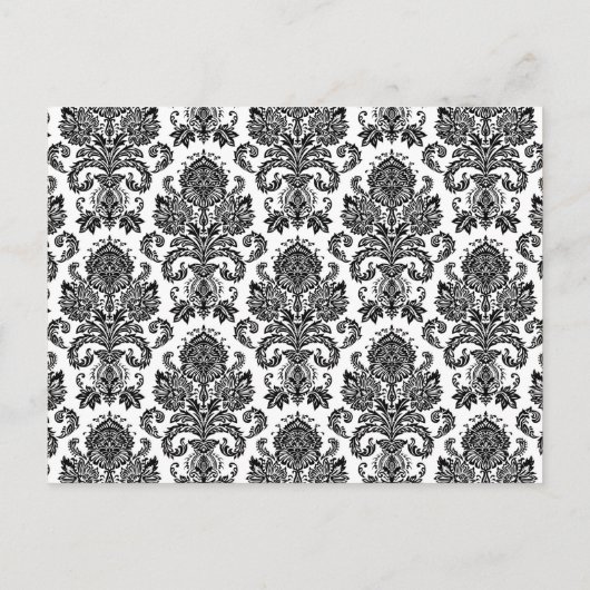 Save the Date Book Mark Favors Zwart Wit Damast Aankondigingskaart (Achterkant)