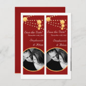 Save the Date Book Mark geeft de voorkeur aan rode Aankondigingskaart (Voorkant / Achterkant)