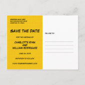 Save the Date Boom Modern Fun Comic Strip Aankondigingskaart (Achterkant)