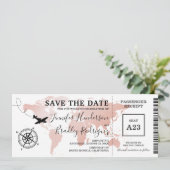 Save the Date Boordpas Rose Goud Kaart Uitnodiging (Staand voorkant)