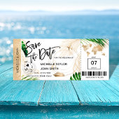 Save the Date Boordpas Wereldkaart Cruise Uitnodig Kaart