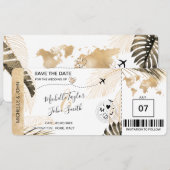 Save the Date Boordpas Wereldkaart Strand Redden   Kaart (Voorkant / Achterkant)