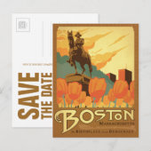 Save the date | Boston, MA Aankondigingskaart (Voorkant / Achterkant)