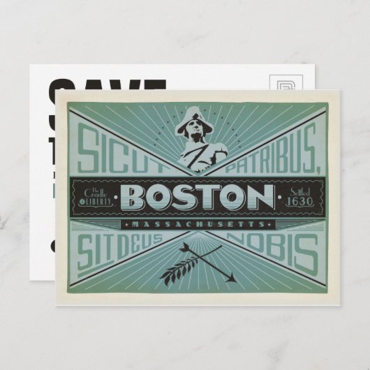 Save the date | Boston, MA - gevestigd in 1630 Aankondigingskaart (Voorkant / Achterkant)