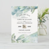 Save the date. Botanische bruiloft aangepaste foto Save The Date (Staand voorkant)