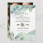 Save the date. Botanische bruiloft aangepaste foto Save The Date (Voorkant / Achterkant)