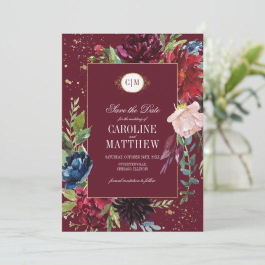 Save the date. Bourgogne | Bindbruine marineslag Kaart (Staand voorkant)