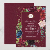 Save the date. Bourgogne | Bindbruine marineslag Kaart (Voorkant / Achterkant)