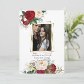 Save the date | Bourgogne Peony Floral Bouquets Kaart (Staand voorkant)