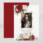 Save the date | Bourgogne Peony Floral Bouquets Kaart (Voorkant / Achterkant)