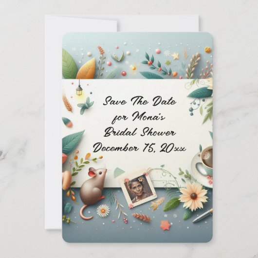 Save The Date Bridal Shower Invitation Kaart (Voorkant)