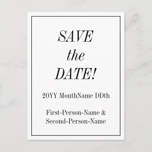 "SAVE THE DATE!" Briefkaart (Voorkant)