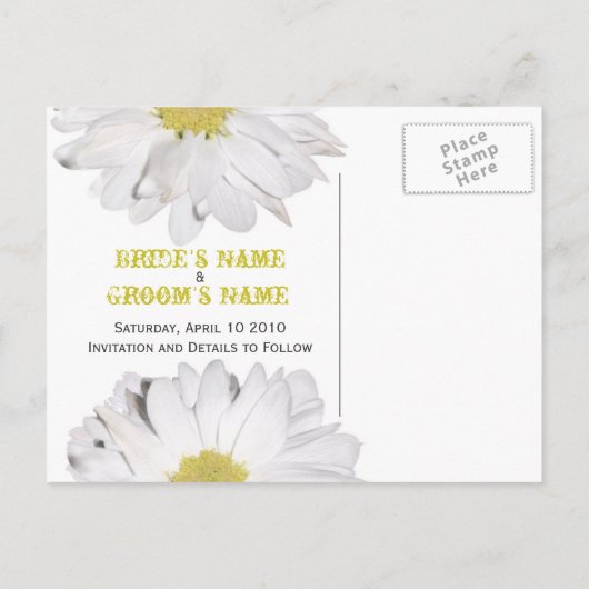 Save The Date Briefkaart - Daisy & Barnwood (Achterkant)