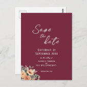 Save the Date briefkaart - Elegante bloemenbordeau (Voorkant / Achterkant)
