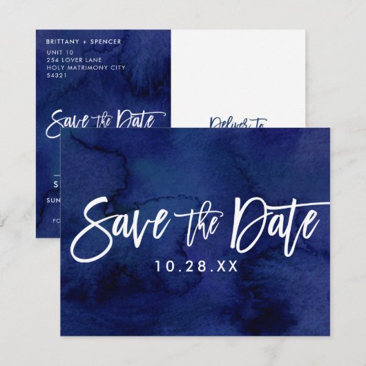 SAVE THE DATE BRIEFKAART geschilderd marine waterv (Voorkant / Achterkant)