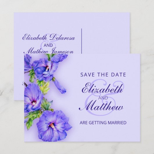 Save the Date Briefkaart geverfde hibiscus (Voorkant / Achterkant)