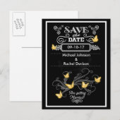 Save the Date Briefkaart Gold Butterflies  (Voorkant / Achterkant)