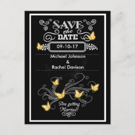 Save the Date Briefkaart Gold Butterflies 