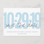 Save The Date Briefkaart, Grote Datum, poederblauw Aankondigingskaart (Voorkant)