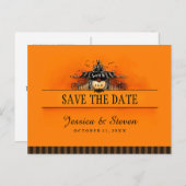 Save the Date Briefkaart - Halloween Liefde (Voorkant / Achterkant)