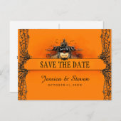 Save the Date Briefkaart - Halloween Liefde (Voorkant / Achterkant)