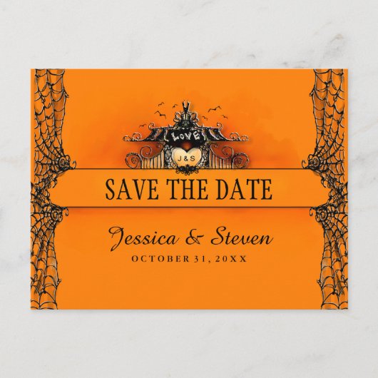Save the Date Briefkaart - Halloween Liefde (Voorkant)