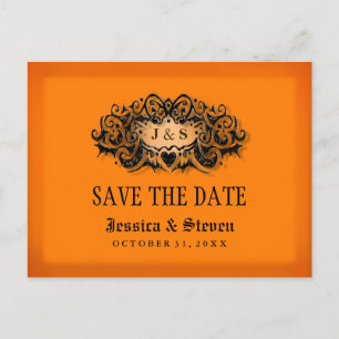 Save the Date Briefkaart - Halloween Sinaasappel &
