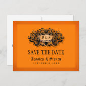 Save the Date Briefkaart - Halloween Sinaasappel & (Voorkant / Achterkant)