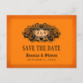 Save the Date Briefkaart - Halloween Sinaasappel &