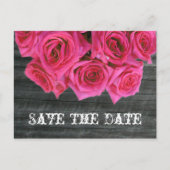 Save The Date Briefkaart - Hete Roze Rozen & Barnw (Voorkant)