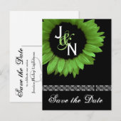 Save the Date Briefkaart - Lime Green Zonnebloem (Voorkant / Achterkant)