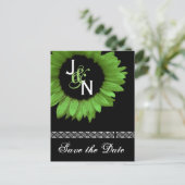 Save the Date Briefkaart - Lime Green Zonnebloem (Staand voorkant)