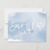 SAVE THE DATE BRIEFKAART modern bleek blauw waterv (Voorkant)