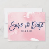 SAVE THE DATE BRIEFKAART moderne marine roze water (Voorkant)