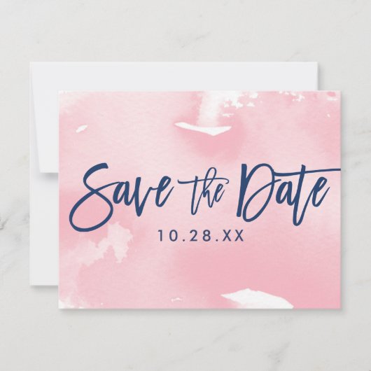 SAVE THE DATE BRIEFKAART moderne marine roze water (Voorkant)