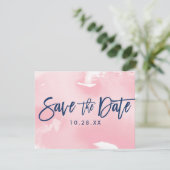 SAVE THE DATE BRIEFKAART moderne marine roze water (Staand voorkant)