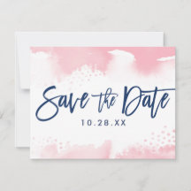 SAVE THE DATE BRIEFKAART moderne marine roze water