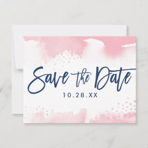 SAVE THE DATE BRIEFKAART moderne marine roze water