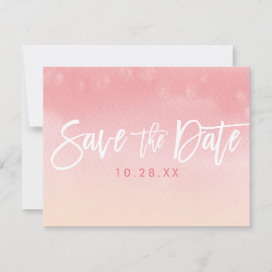 SAVE THE DATE BRIEFKAART ombre koraal waterverf (Voorkant)