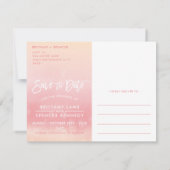 SAVE THE DATE BRIEFKAART ombre koraal waterverf (Achterkant)