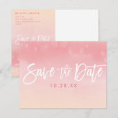 SAVE THE DATE BRIEFKAART ombre koraal waterverf (Voorkant / Achterkant)