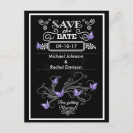 Save the Date Briefkaart Paarse Vlinders