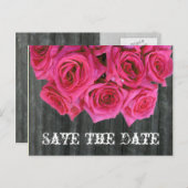 Save the Date Briefkaart - Rose Boeket en Barnwood (Voorkant / Achterkant)