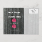 Save the Date Briefkaart - Rose Boeket en Barnwood (Achterkant)