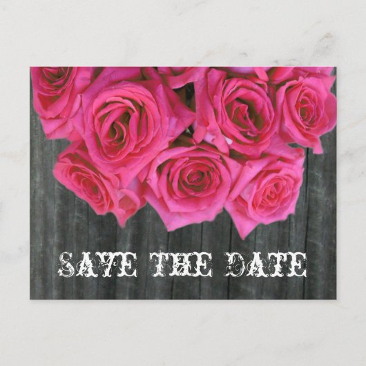 Save the Date Briefkaart - Rose Boeket en Barnwood (Voorkant)