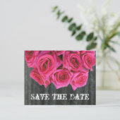 Save the Date Briefkaart - Rose Boeket en Barnwood (Staand voorkant)