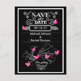 Save the Date Briefkaart Roze Vlinders