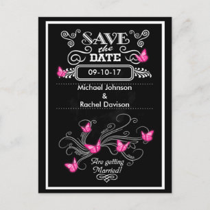 Save the Date Briefkaart Roze Vlinders