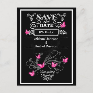 Save the Date Briefkaart Roze Vlinders 