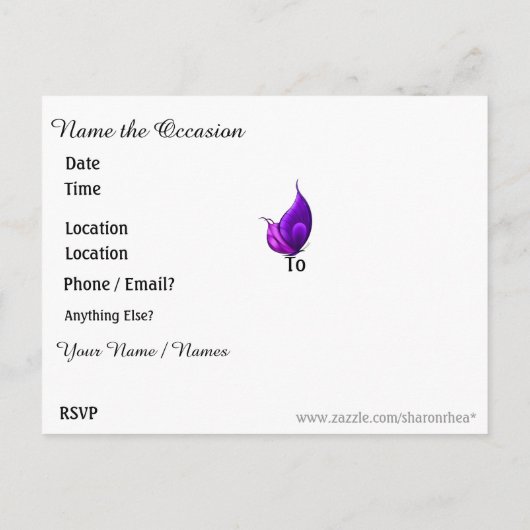 Save the Date - Briefkaart - Sharon Rhea (Achterkant)